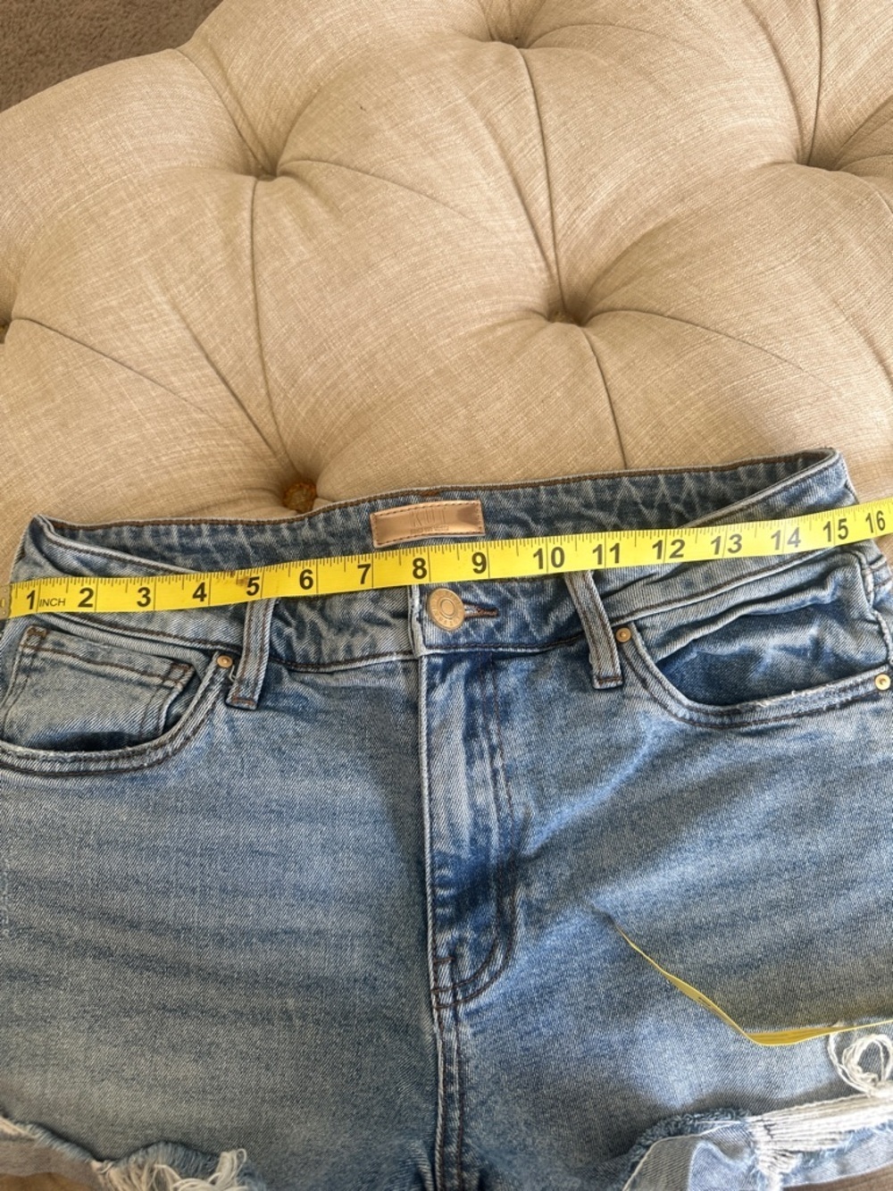 Kut from the Kloth Light Blue Distressed Denim Shorts - Picture 4 of 9